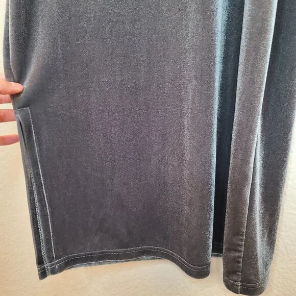 Bradely Michelle Dress Womens 2XS Gray Velvet Velour Fitted Sheath Midi Casual - Picture 10 of 12